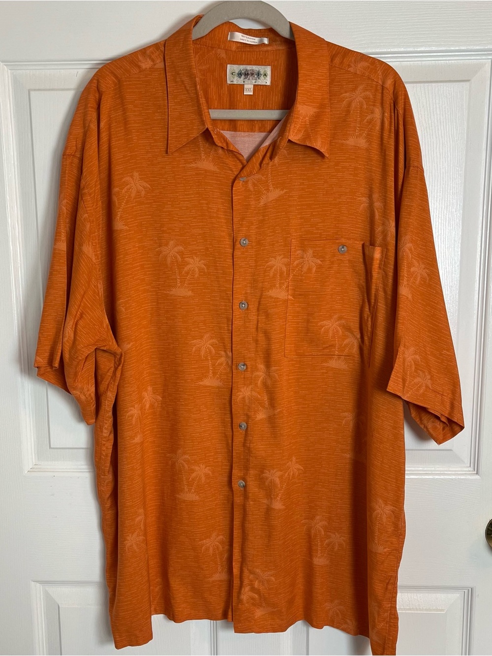 Campia Moda Orange Tonal Palm Tree Rayon Hawaiian Vacation Camp Shirt XXL